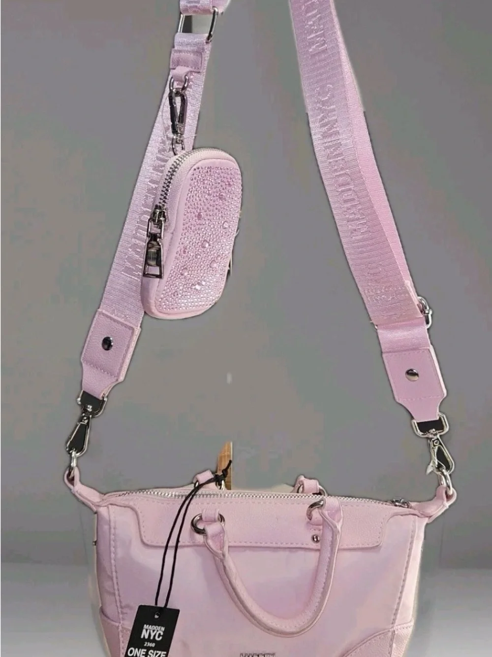 Madden NYC Pink Micro Crossbody Bag with Pouch & Strap